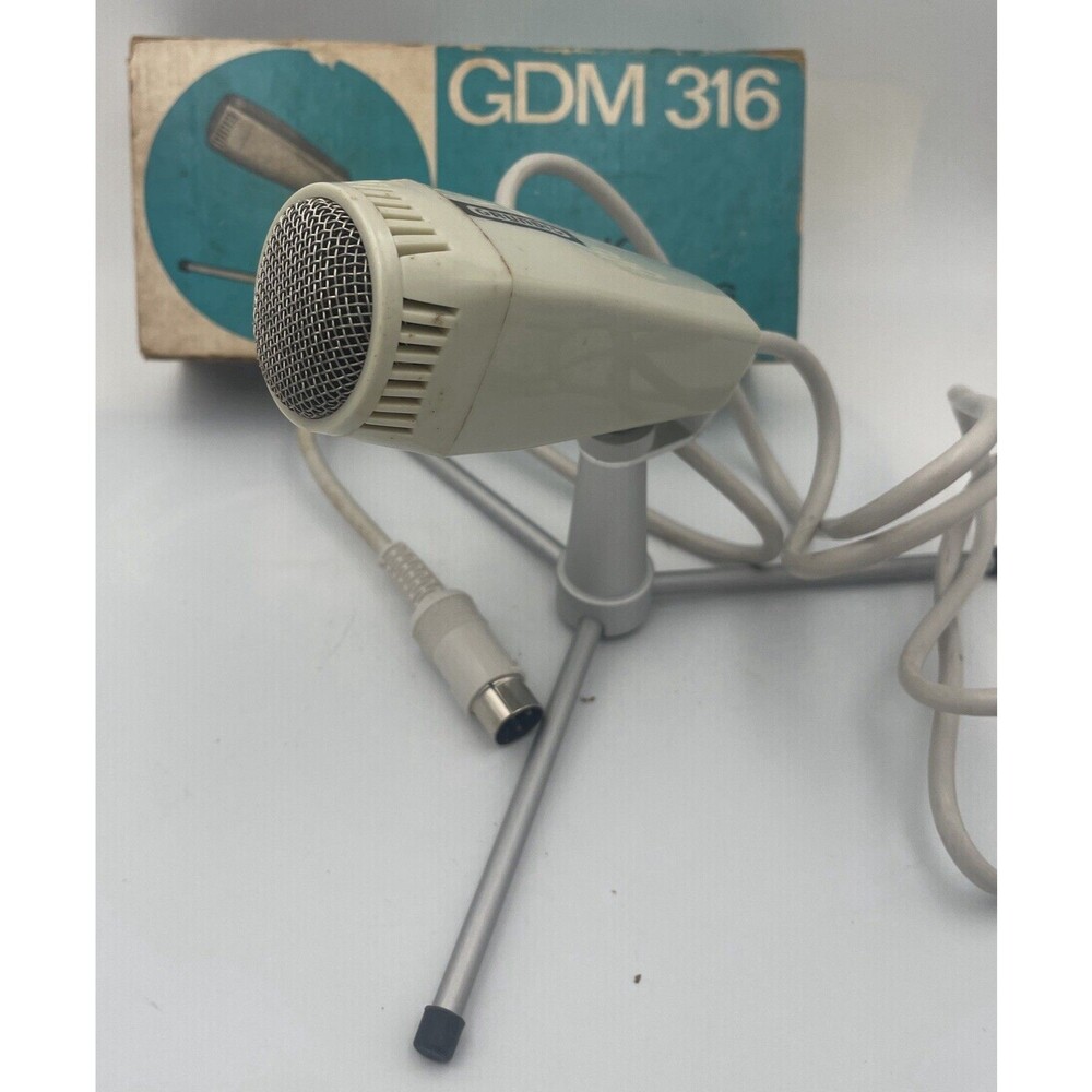 Vintage Grundig GDM 316 Dynamic Microphone  w/Tripod Stand - made in Germany